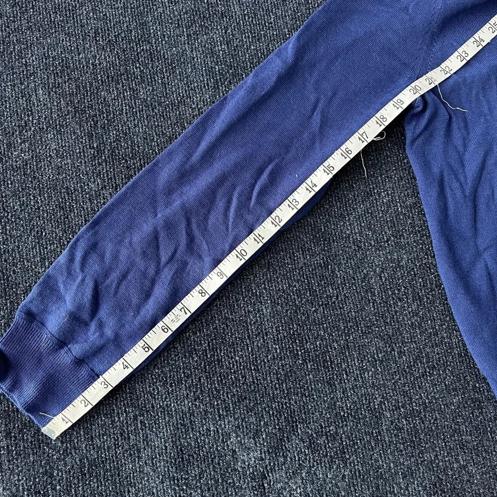 Banana Republic Sweater Mens Large Blue Extrafine‎ Merino Wool V Neck Slim Fit
